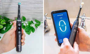 Sonicare brush next to Oral-B brush