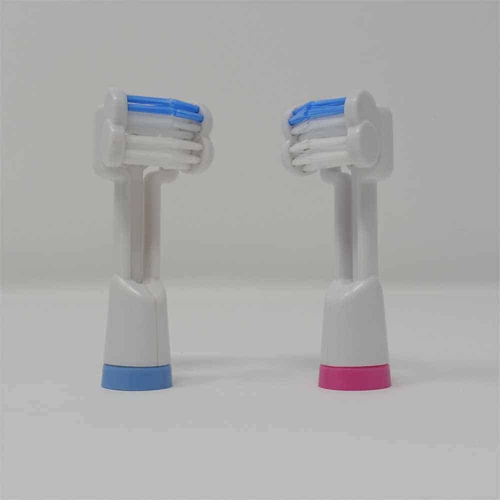 Blue and pink Triple Bristle brush heads