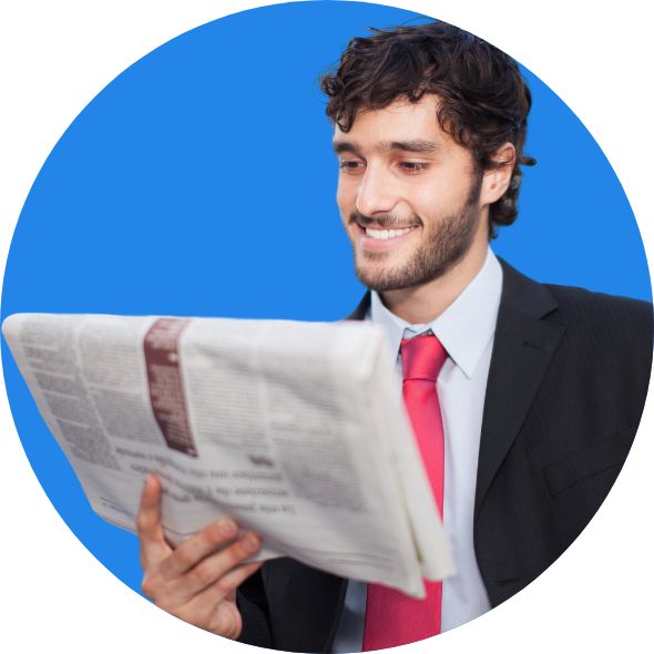 Man reading newspaper